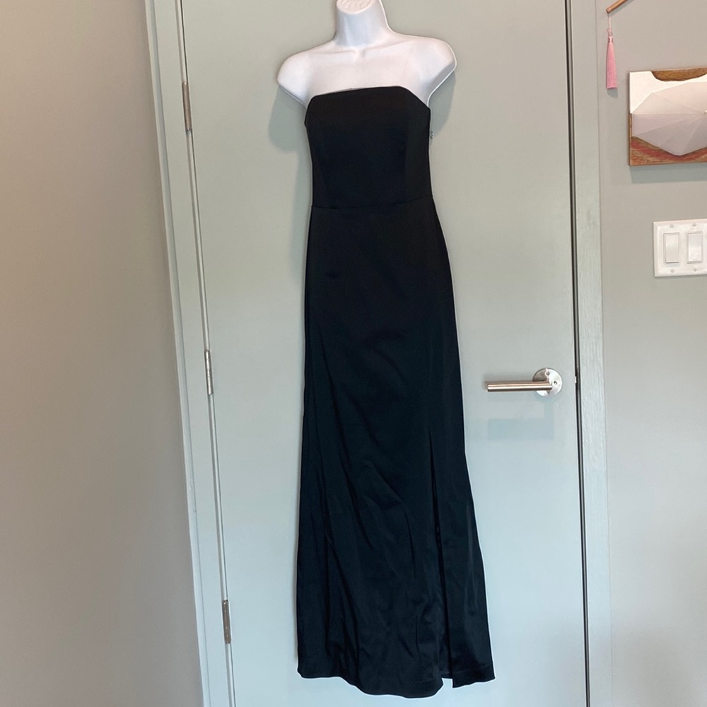 White House Black Market black satin gown.